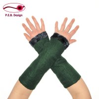 Linen Arm Warmers Forest Green Lined